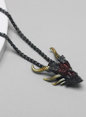 时尚爆款邪恶龙头项链朋克风男士街头派对合金复古饰品龙项链