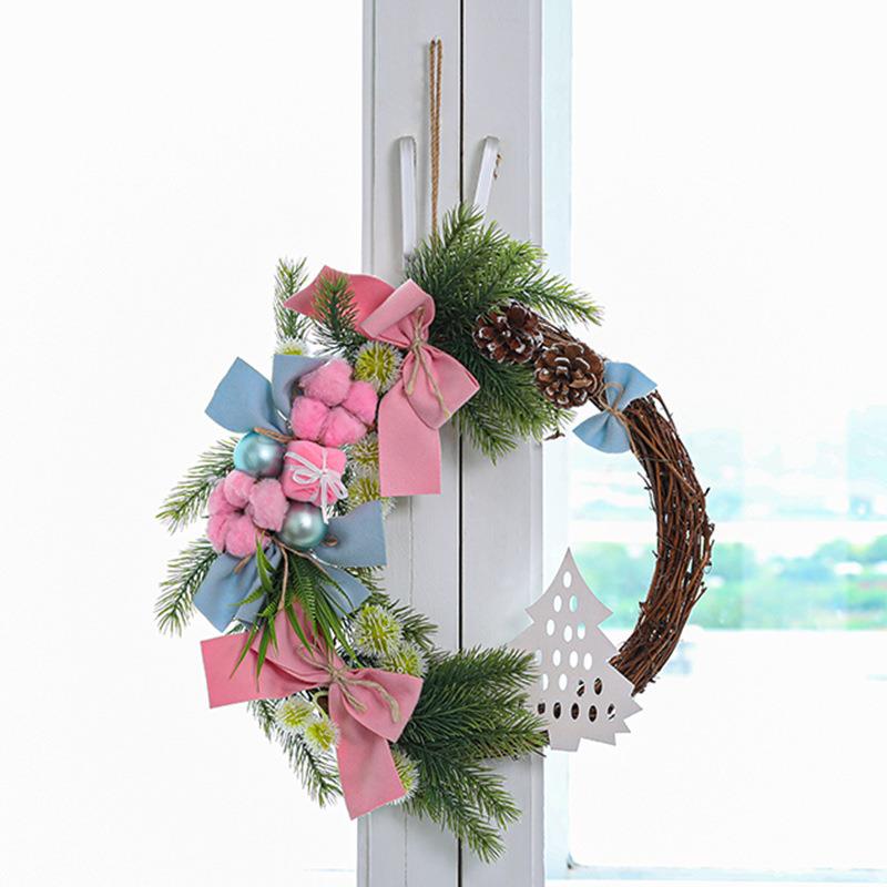 圣诞节装饰花环藤条加密套餐 节日布置橱窗门藤花环圣诞装饰品