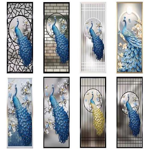 简约现代艺术画屏风隔断墙客厅钢化玻璃金属入户进门玄关装饰遮挡图片