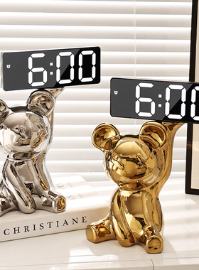 电子数字时钟摆件闹钟p轻奢高档客厅房间卧室床头柜创意家居装饰