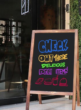 木质防风双面广告黑板qA型展架折叠广告牌海报架展示架立式展示牌