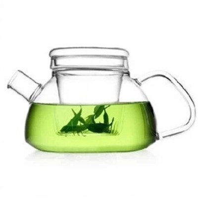 家用玻璃茶具套装 耐热高硼硅玻璃茶G壶 平盖短嘴壶 玻璃花茶壶