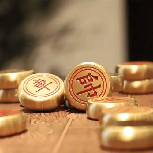 中国黄铜实心象棋高档黄铜象棋复古折叠棋盘礼盒套装W过节送礼长