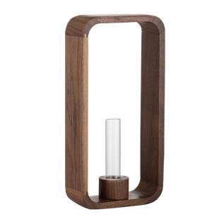 黑胡桃木玻璃试管花瓶日式v家用小型水培植物容器实木迷你桌面摆