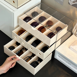 眼镜收纳盒家用玄关抽屉式太阳太阳眼镜盒装隐M形眼镜日抛美瞳置