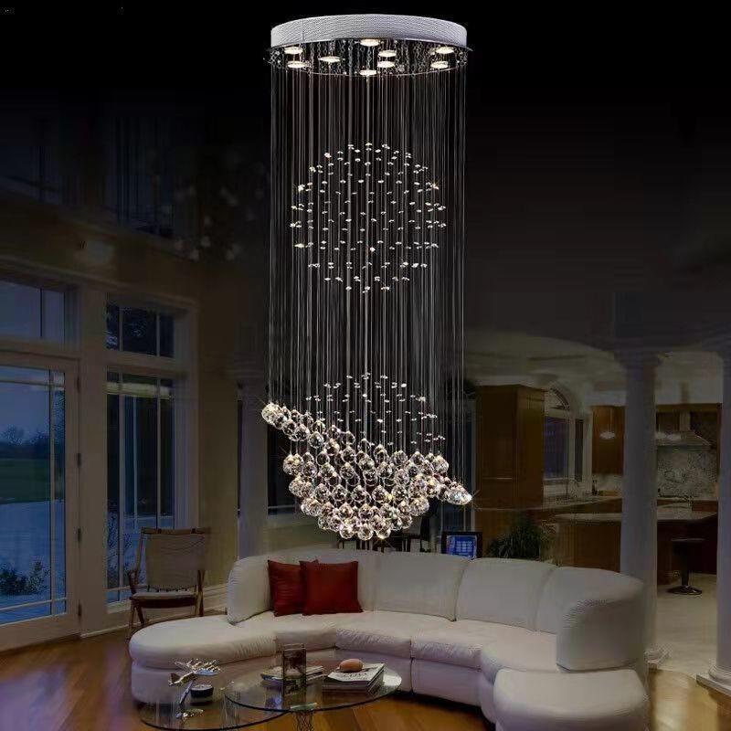 闪达复式楼中空客厅吊灯旋转楼梯吊灯现代别墅酒店大厅镂空大吊灯