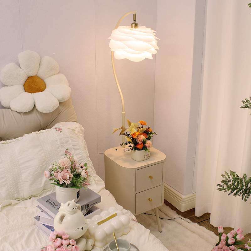 奶油风卧室落地灯床头柜台灯一体氛围感装饰置物架客厅沙发台灯,电子元器件市场,其它元器件,淘宝优惠券,粉丝福利购,淘宝优惠卷