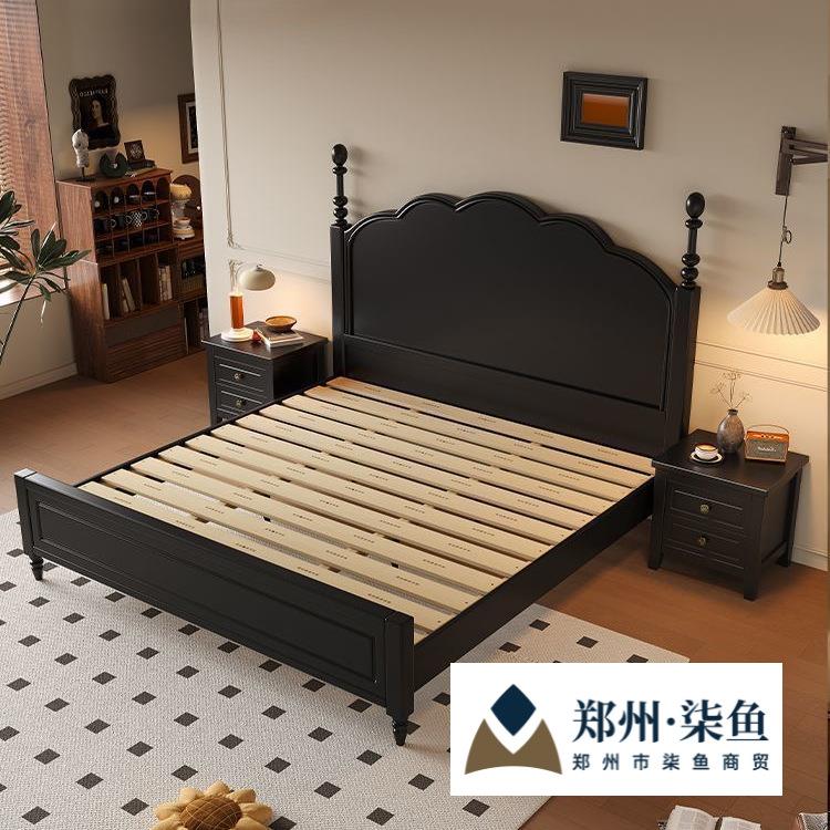 中古风实木床现代马赛法式1.8复古简约双人床主卧大床1.5美式