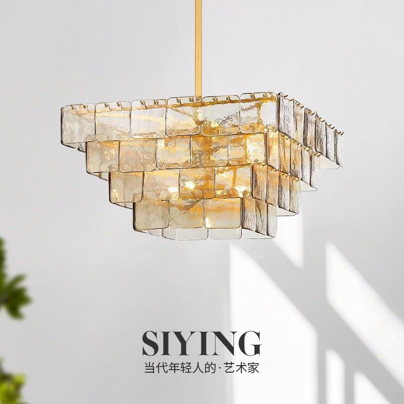 法式中古客厅吊灯轻奢别墅大厅餐厅玻璃吊灯酒店民宿设计师灯具