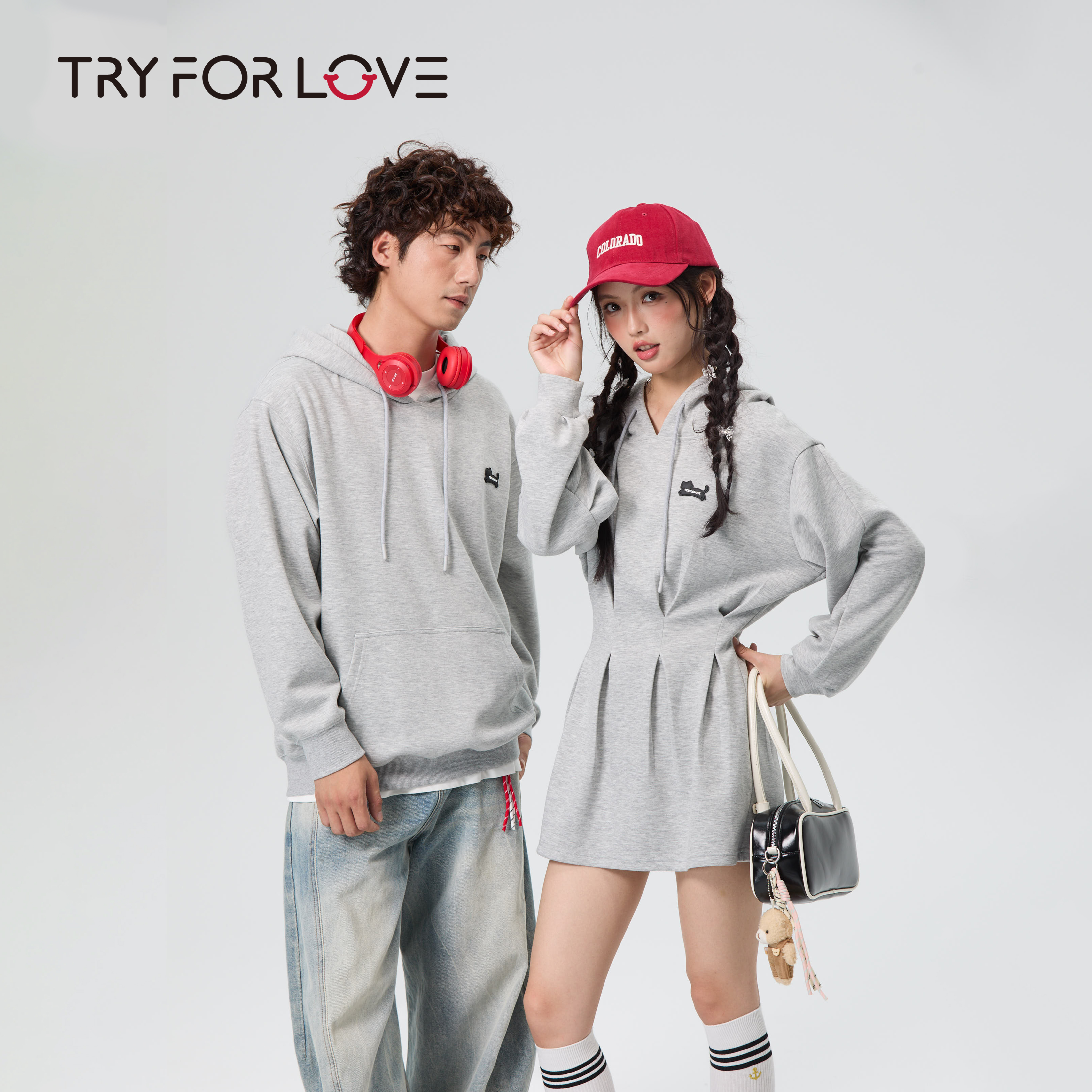 TRYFORLOVE情侣装卫衣一衣一裙2025新款春秋款连帽宽松高级感外套