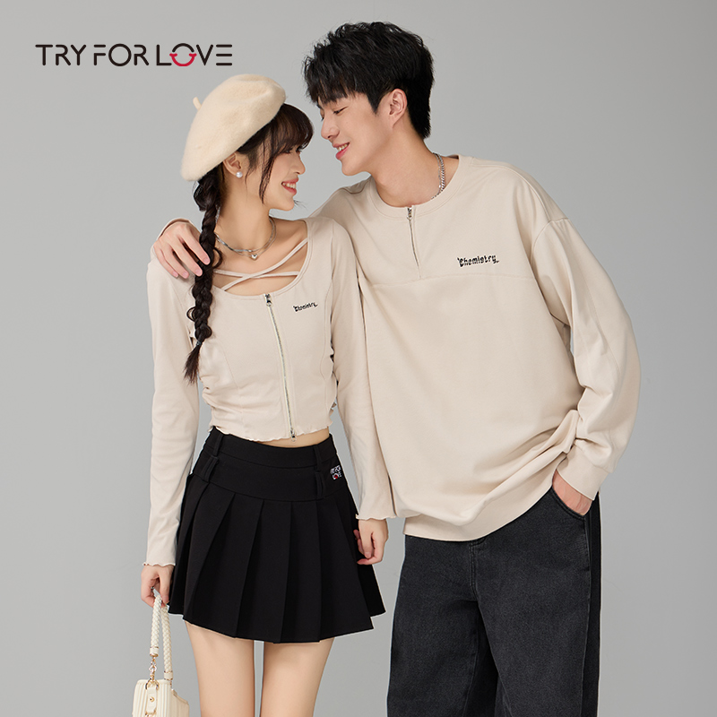 tryforlove【两件装】情侣装卫衣2025新款秋季半熟秋日长袖套装冬