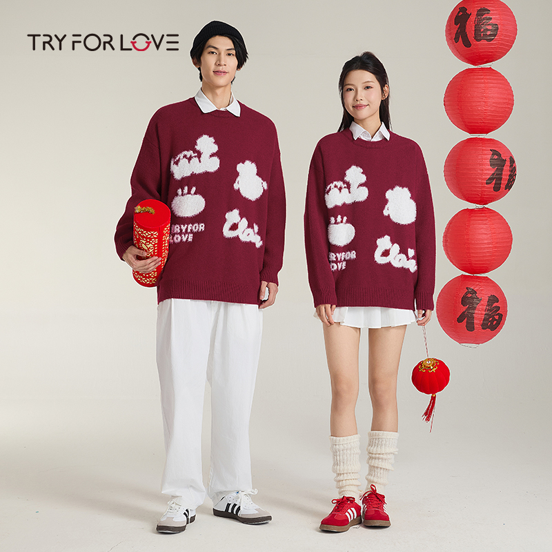 情侣毛衣TRYFORLOVE圆领套头