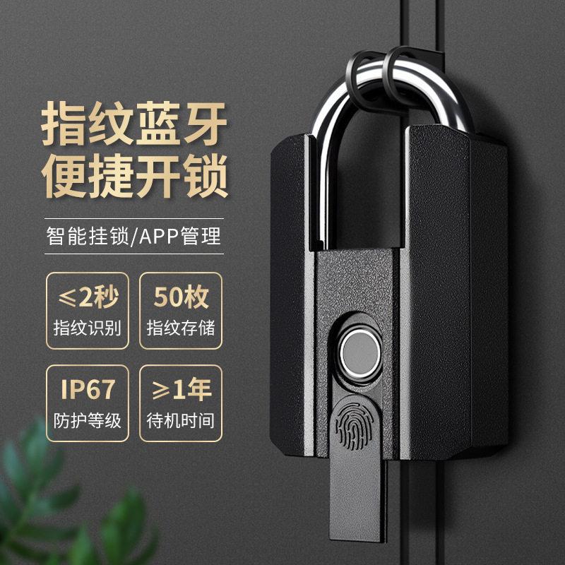 户外指纹锁家用电子小锁商铺小区大门铁链挂锁宿舍储物柜蓝牙锁头
