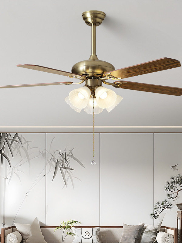 美式简约吊扇灯客厅餐厅灯卧室遥控电扇吊灯北欧现代家用风扇灯