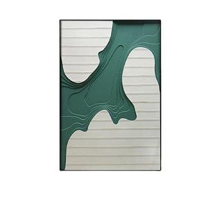 现代木雕刻实物画玄关客厅沙板挂背发景装饰画立体莫兰迪绿OTT抽