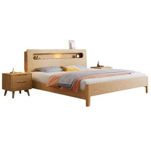 北欧YG-02#蜡木实木床1米约8双人主卧床白现代简单大人家用原木风