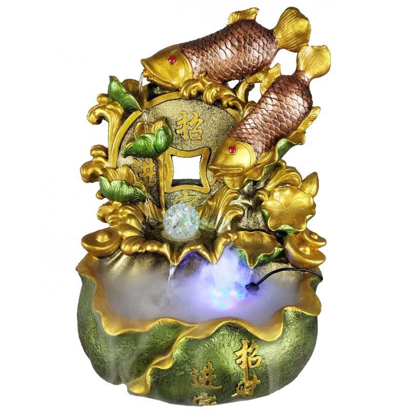 仿古树脂流水摆件客厅摆件流水风水轮鱼室内喷泉家居装饰礼品