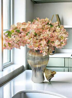 陶瓷插轻奢电镀将军罐欧式花花瓶工艺品件玄摆软关BCW装装饰储物