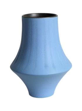 术青花蓝釉雅间花瓶艺陶茶瓷家居摆件插花花器室OHT新中式茶道禅