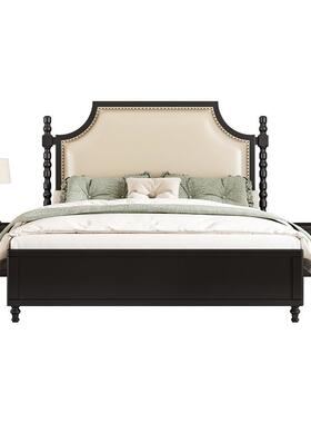 古美式实木包床8黑色轻奢现代简约1.5米1.双人F96床法式复婚床软