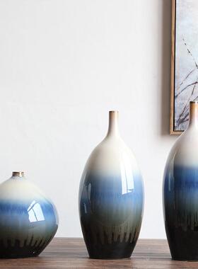 手家居瓶景德镇陶瓷桌面客厅摆件艺工BBZ术中式干花仿真花花花器