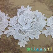 水溶条蕾丝花边绣码 涤刺光丝重工双层花连条DLT272I贴Y花边辅料