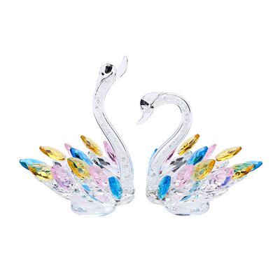 欧式现代水晶天鹅摆件客厅家堂展示柜简装约居XKB大饰品婚庆礼品