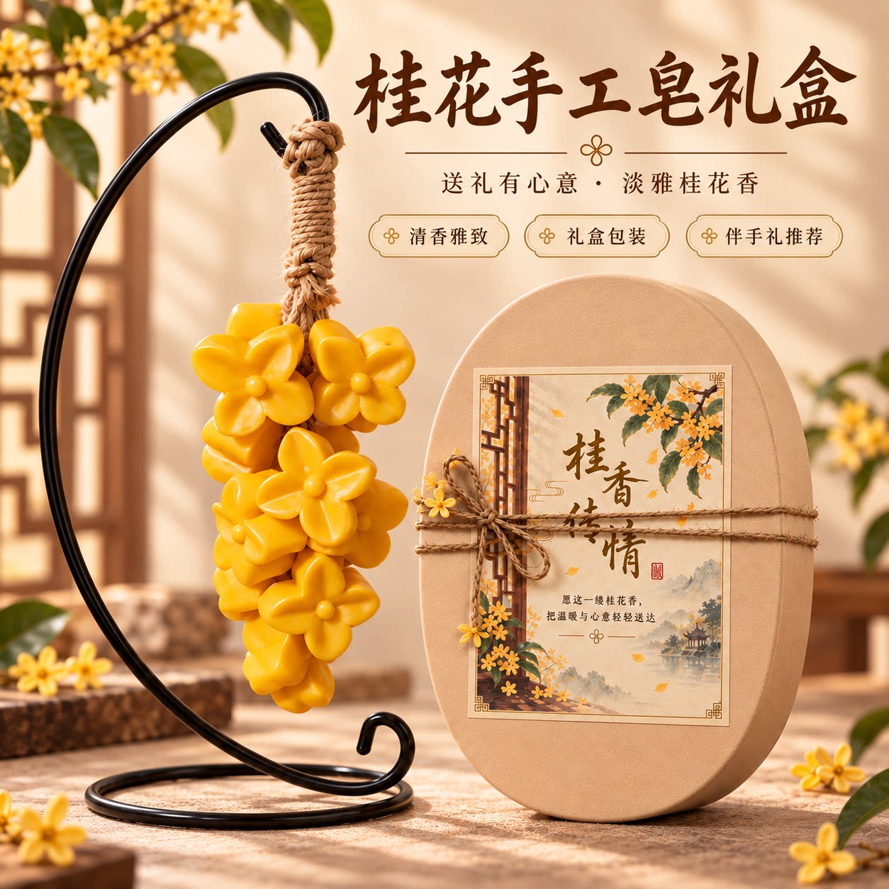 桂花造型手工皂伴手礼香皂礼盒装节日礼品送员工结婚伴娘生日礼物