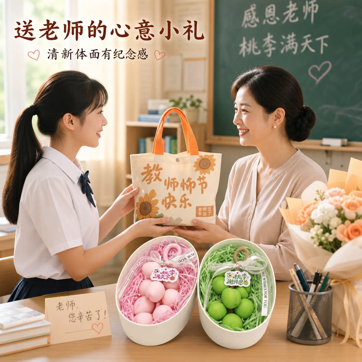 创意手工桃李香皂伴手礼盒桃李满天下摆件开学季送老师教师节礼物