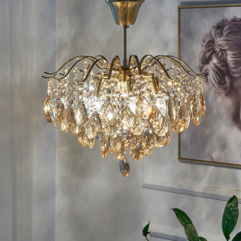 法式轻奢吊灯主卧室灯水晶灯家用中古简约婚房间灯具餐厅客厅