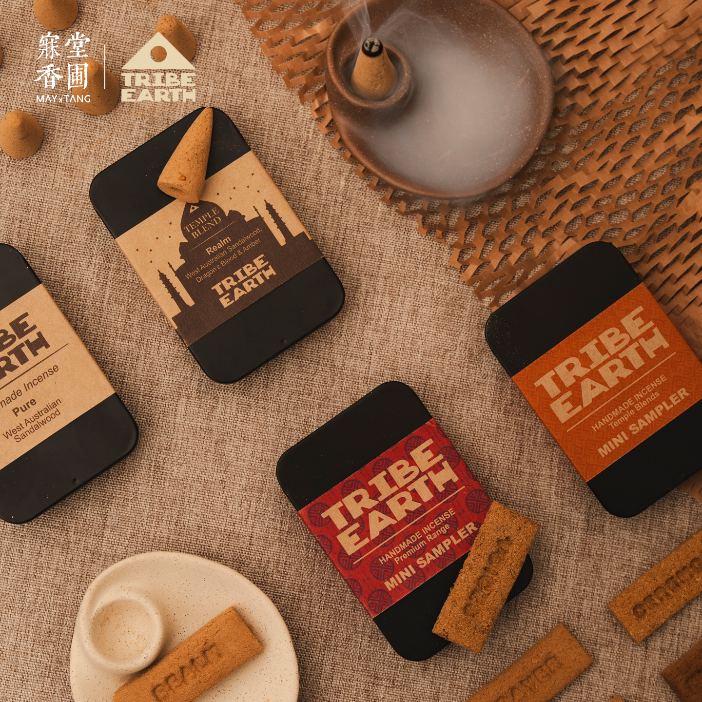 Tribe Earth澳洲进口倒流香塔slowood线香檀香薰棒香块手工天然