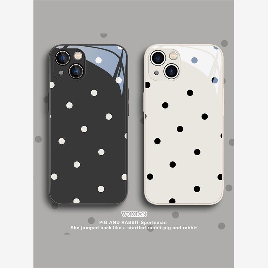 适用苹果15手机壳苹果14promax赵露思iphone13新款ip12女11桑稚同款x波点高级xsmax玻璃xs/xr/8plus/7p小清新