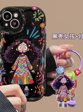 卷发涂鸦女孩华为nova12手机壳mate60pro新款nova11/10/ 9/8/7/p50/p40女p30荣耀100/90/80//3可爱x50i/x40gt