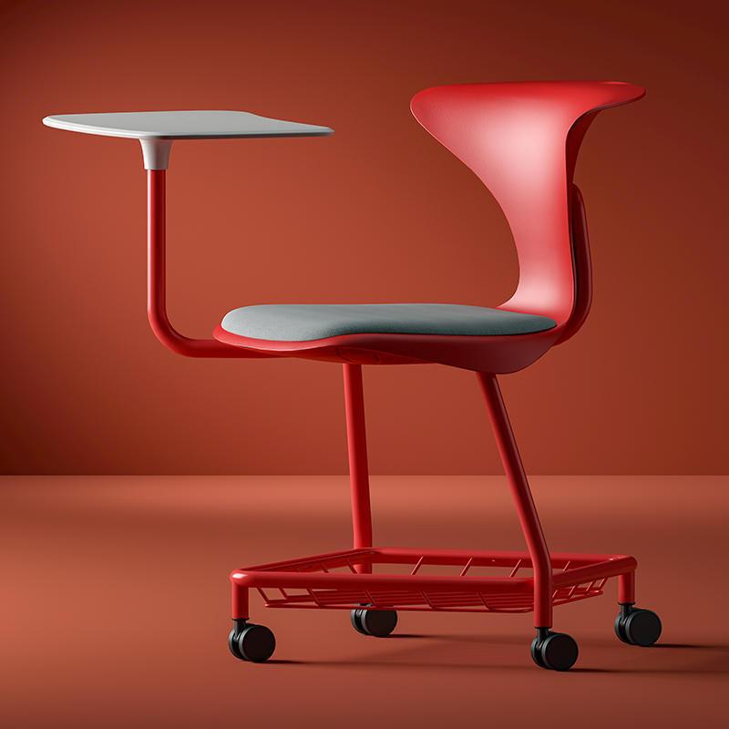 鱼型带轮写字板培训会议椅