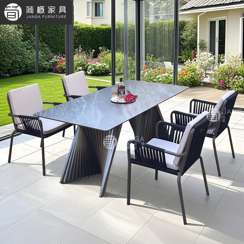 户外别墅庭院金属桌椅防水防晒岩板餐桌椅酒店民宿阳台藤椅外摆桌,电子元器件市场,电线扎带/束线带,淘宝优惠券,粉丝福利购,淘宝优惠卷