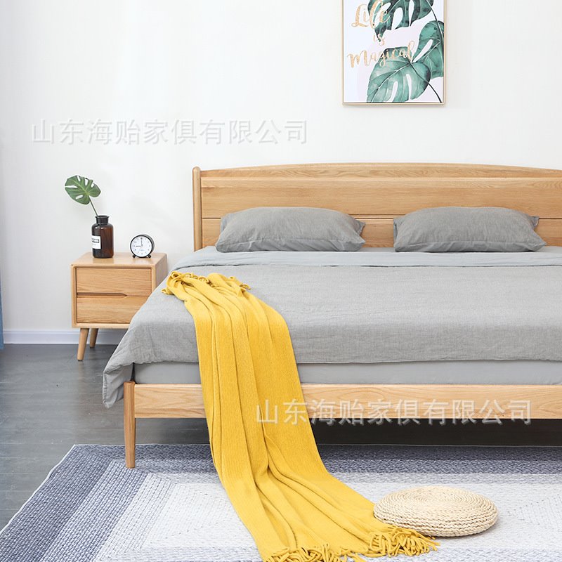 北欧实木床1.8m双人床主卧成人欧式家具婚床现代简约1.5米单人床