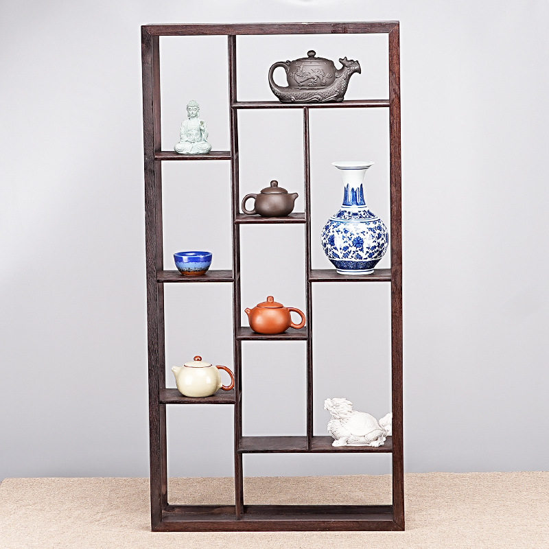 实木挂墙壁挂式现代简约中式博古架多宝阁茶具架子置物摆件展示架