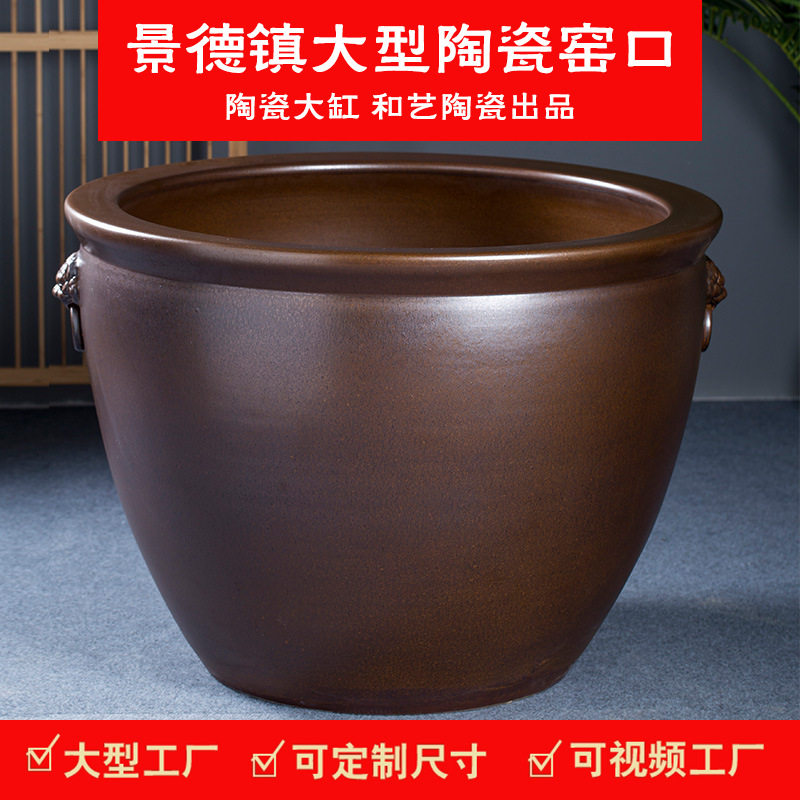 庭院大缸种花锦鲤陶瓷大缸特大号缸庭院1m水缸室外古建筑荷花