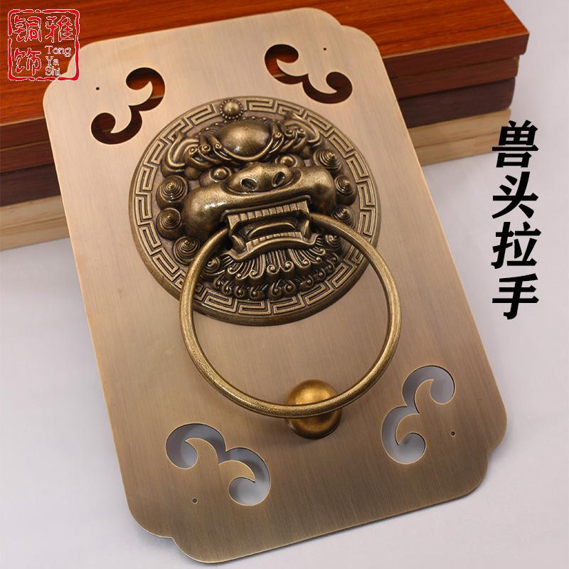 中式仿古木门兽头门环拉手