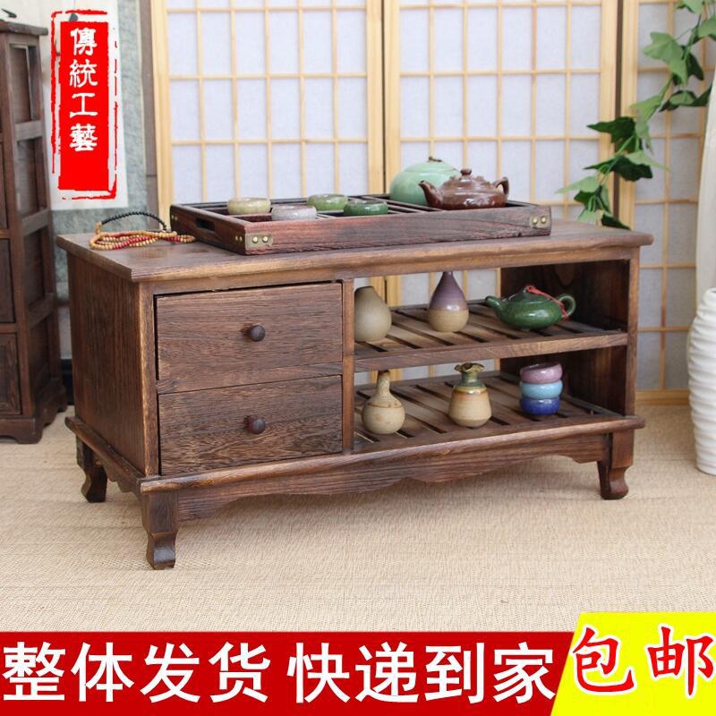 烧桐木榻榻米茶几带抽屉小方桌供桌仿古简约炕桌矮桌实木飘窗桌子