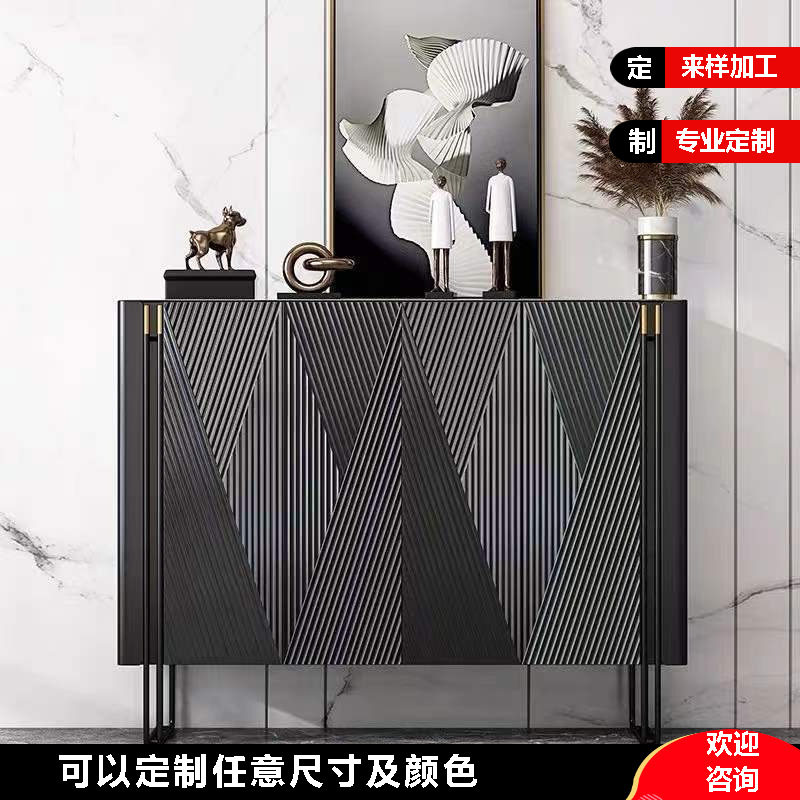 意式黑色家用鞋柜现代客厅入户门玄关柜高档餐边柜走廊过道收纳柜