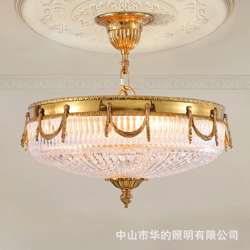 法式圆形吸顶灯全铜客厅灯浪漫温馨卧室灯欧式别墅书房过道玄关灯