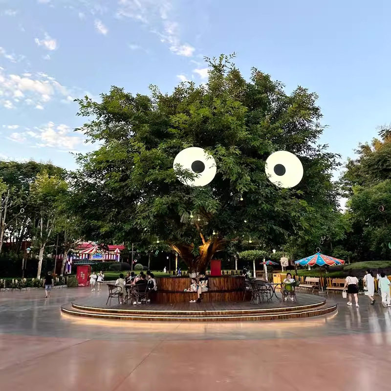 新款广告牌3D会动的眼睛灯箱圆形挂墙式户外网红跳动门头发光招牌