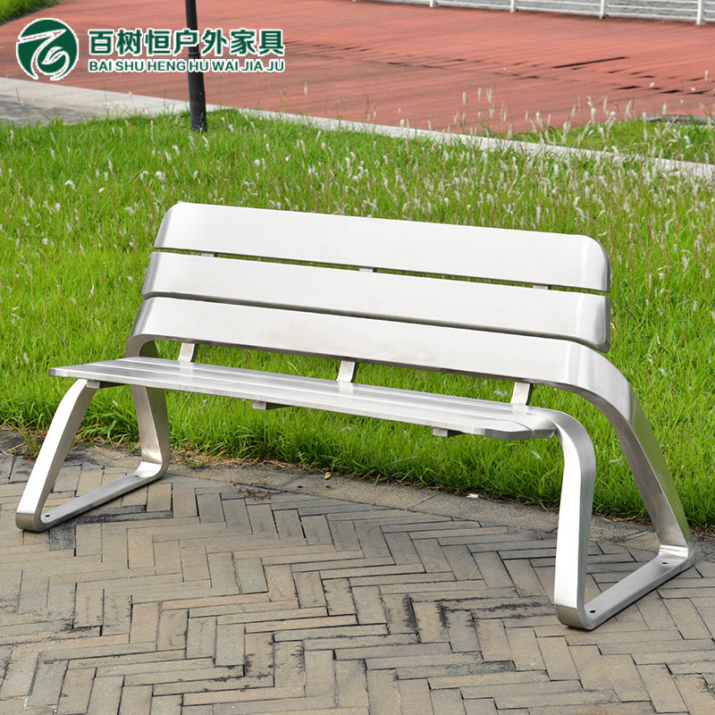 广场休闲全不锈钢公园椅户外长椅景观成品座椅酒店民宿网红椅长凳