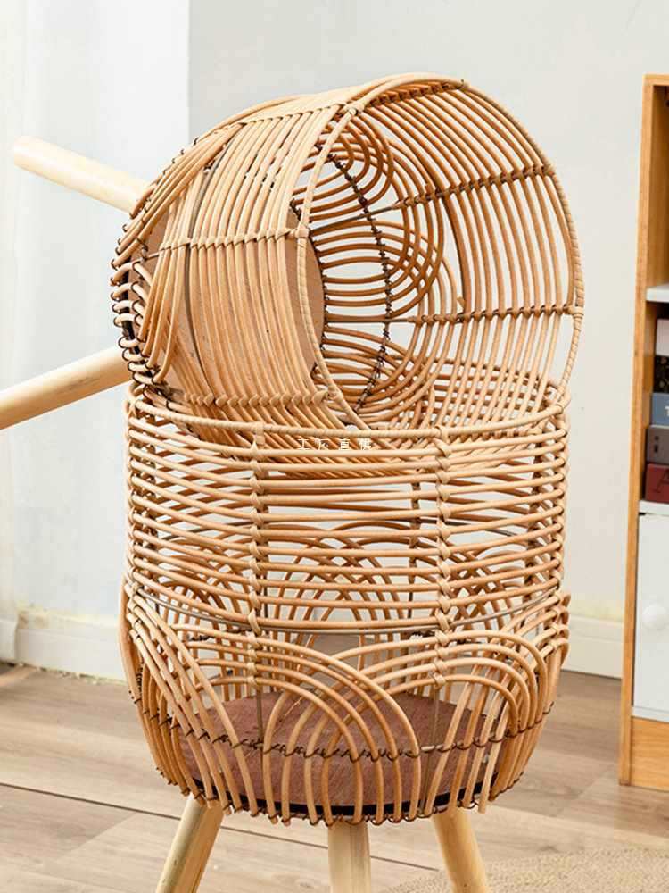竹藤轻奢高脚花架阳台客厅