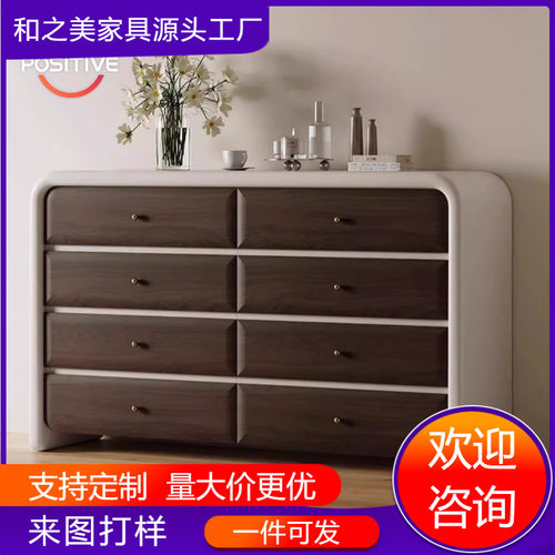 轻奢玄关柜意式极简复古卧室床尾收纳储物柜客厅实木八斗柜抽屉柜