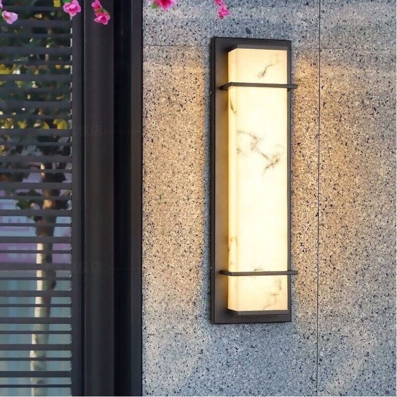 简约户外大门口柱子仿云石壁灯庭院灯室外防水家用花园墙户外壁灯