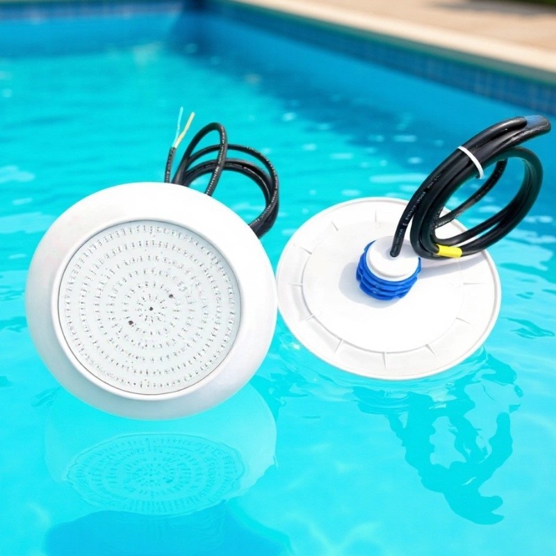 1.5英寸管道泳池灯塞排污口水下灯RGB带遥控IP6818W25W12Vled灯