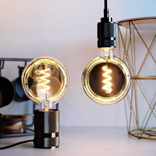 LED扁灯泡螺旋灯丝爱迪仿古造型灯创意氛围灯茶色灰色暖光装饰