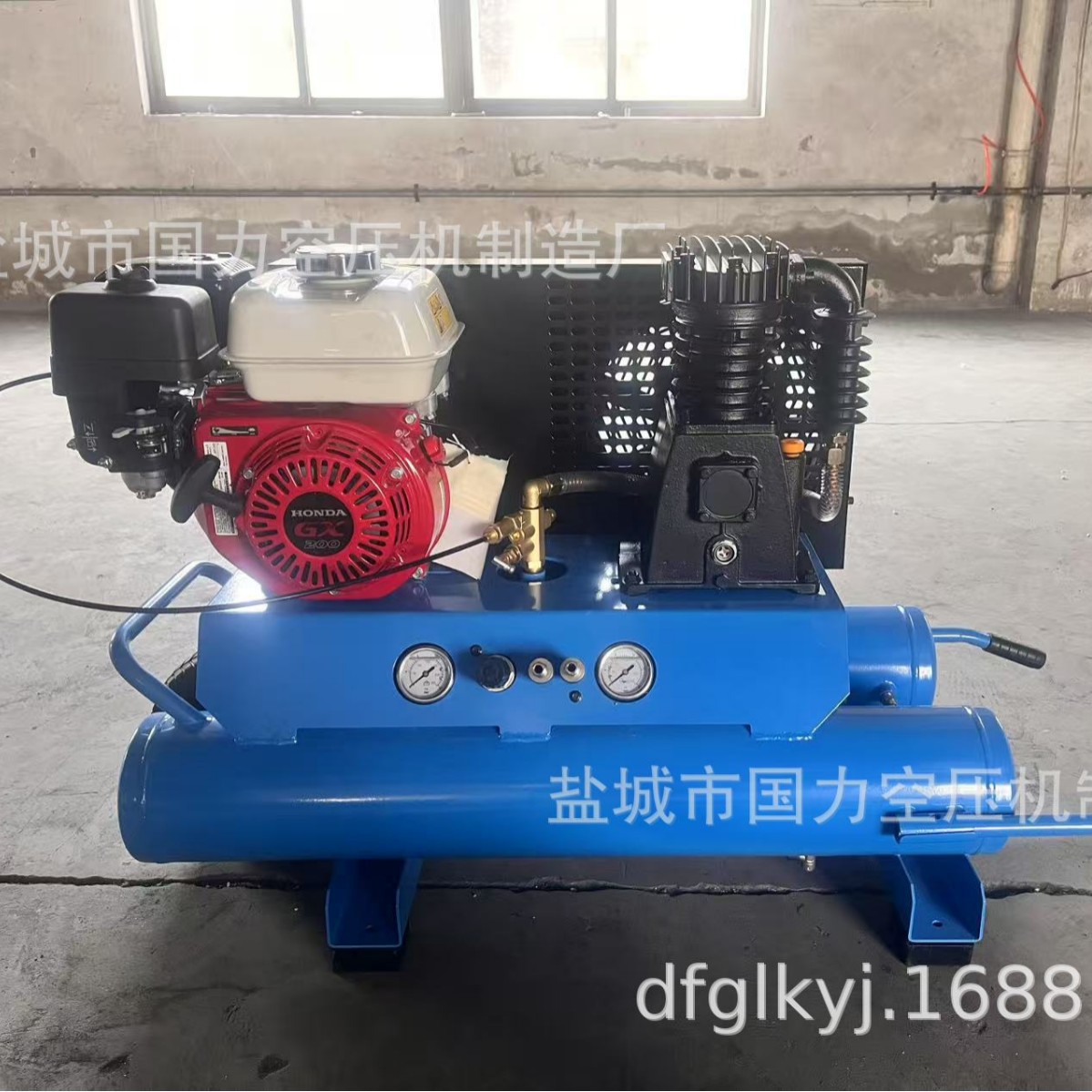 本田汽油空压机6.5HP,115PSI空气压缩机双罐